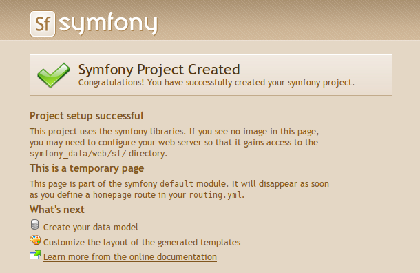 Symfony Project Created